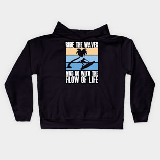 quote background surfing beach wave sun Kids Hoodie